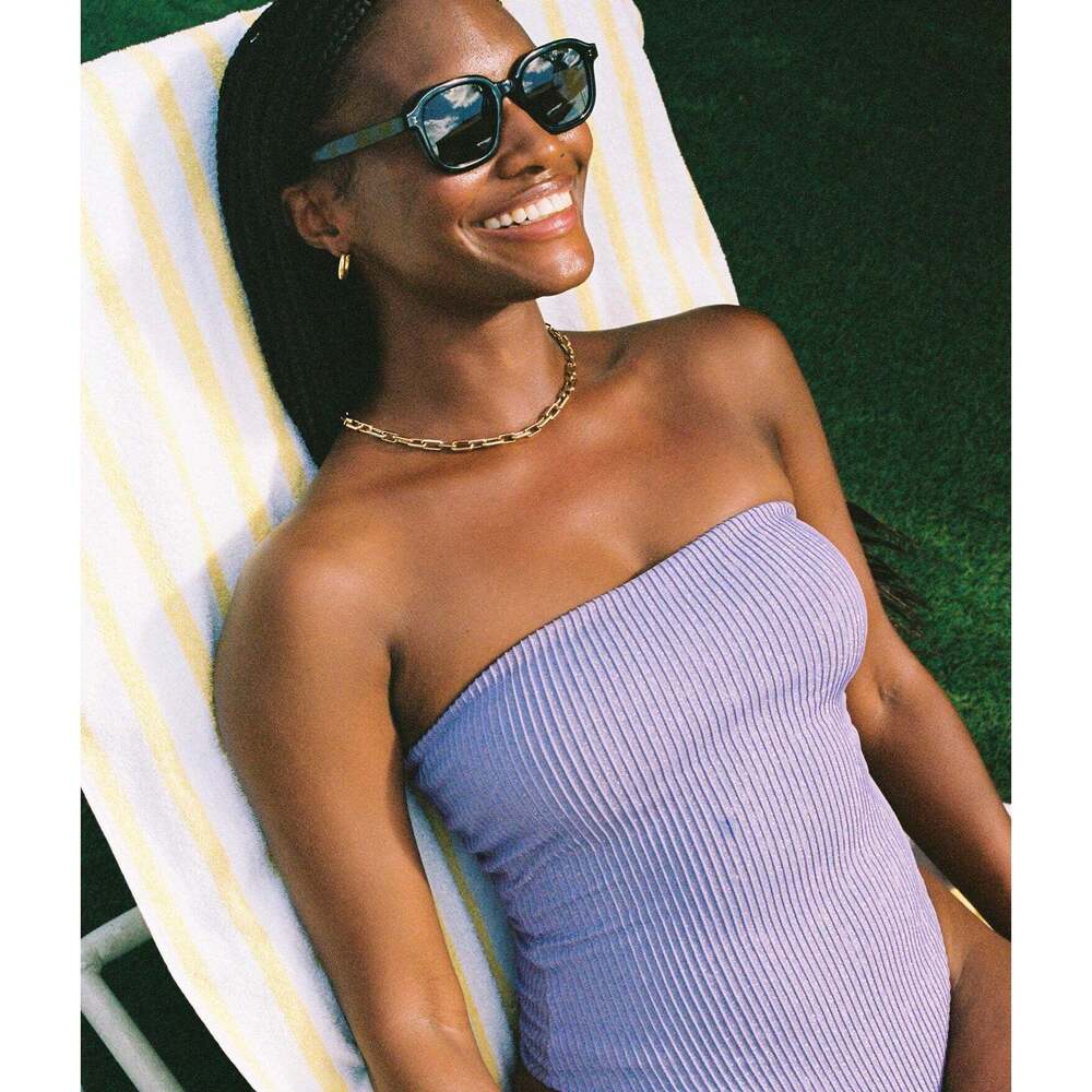 Andie The Kauai One Piece - Glitter Stripe - Verbena - Classic Size LVERBENA / L